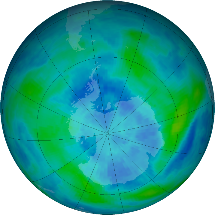 Antarctic ozone map for 23 March 1986